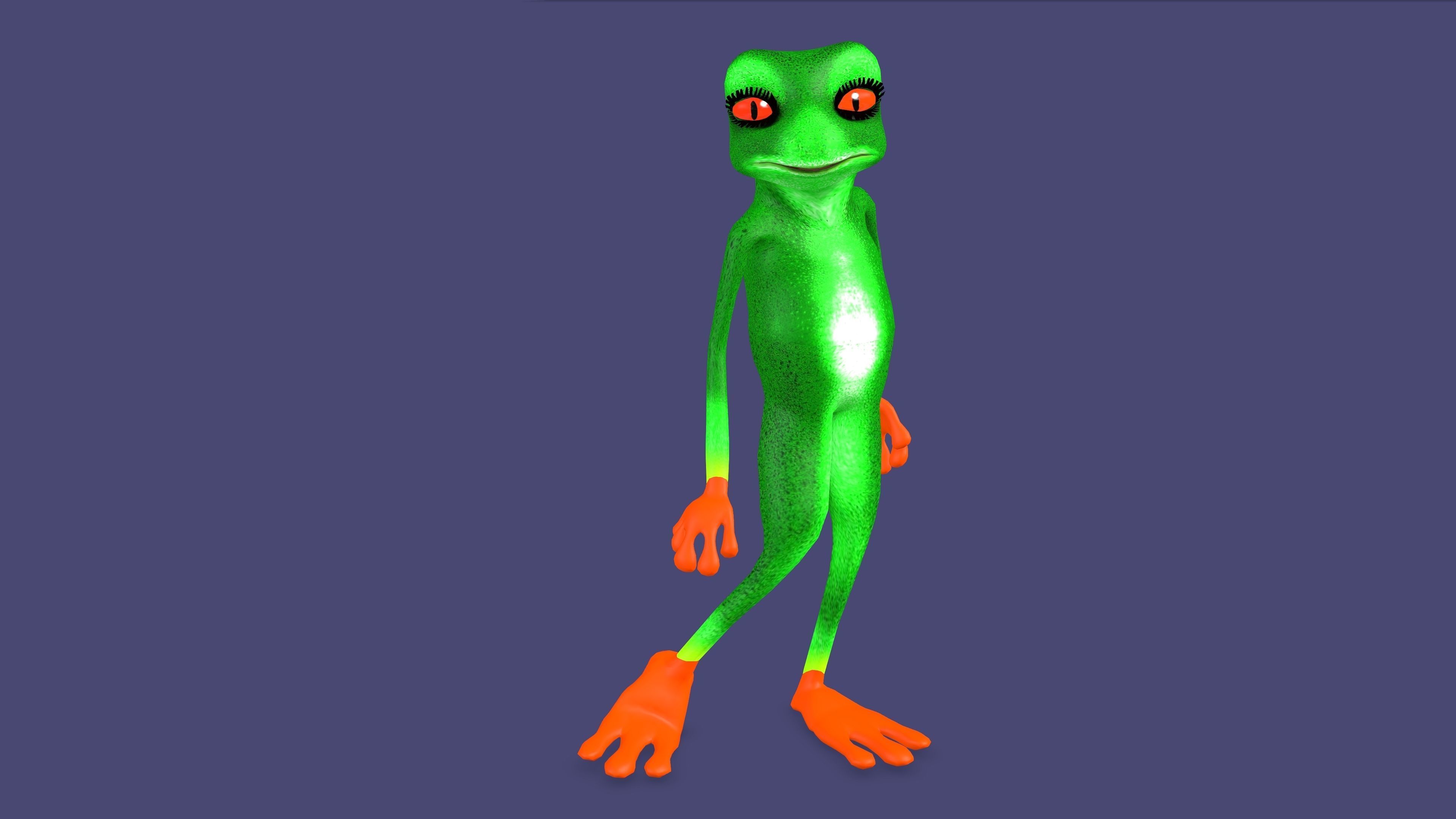 Toon Frog with Animation 3D model_11