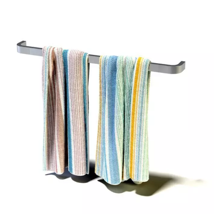 Aluminum Towel Rack And Colorful Towels 3D model_0