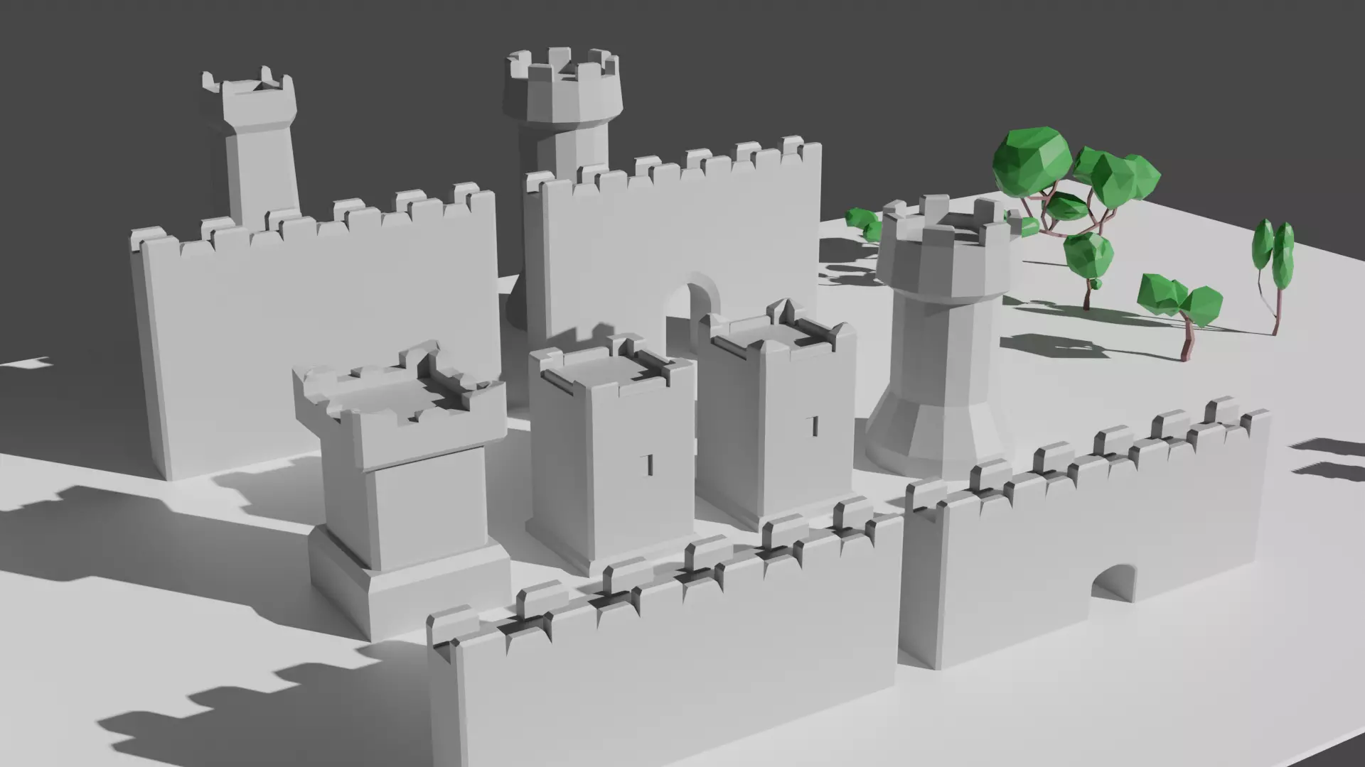 Low Poly Modular Castle Asset for Free Free low-poly 3D model