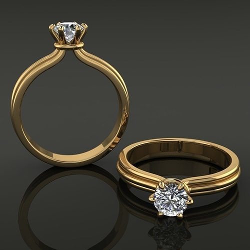 Solitaire 6 Prong Cord Engagement Ring 3D print model