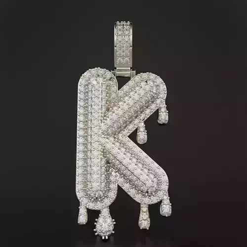 Bubble Letter K with Drip Pendant 3D print model