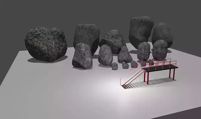 Rock Cliff Boulders 15 pcs Metal Steel Staircase Steps and Stand