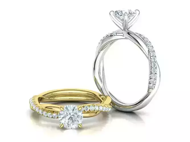 Petite Classic Engagement ring 1CT stone French Pave setting  3D print model