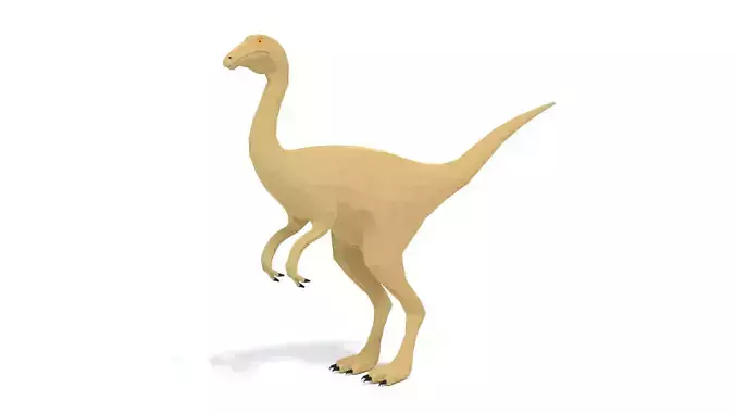 Low Poly Cartoon Gallimimus Dinosaur