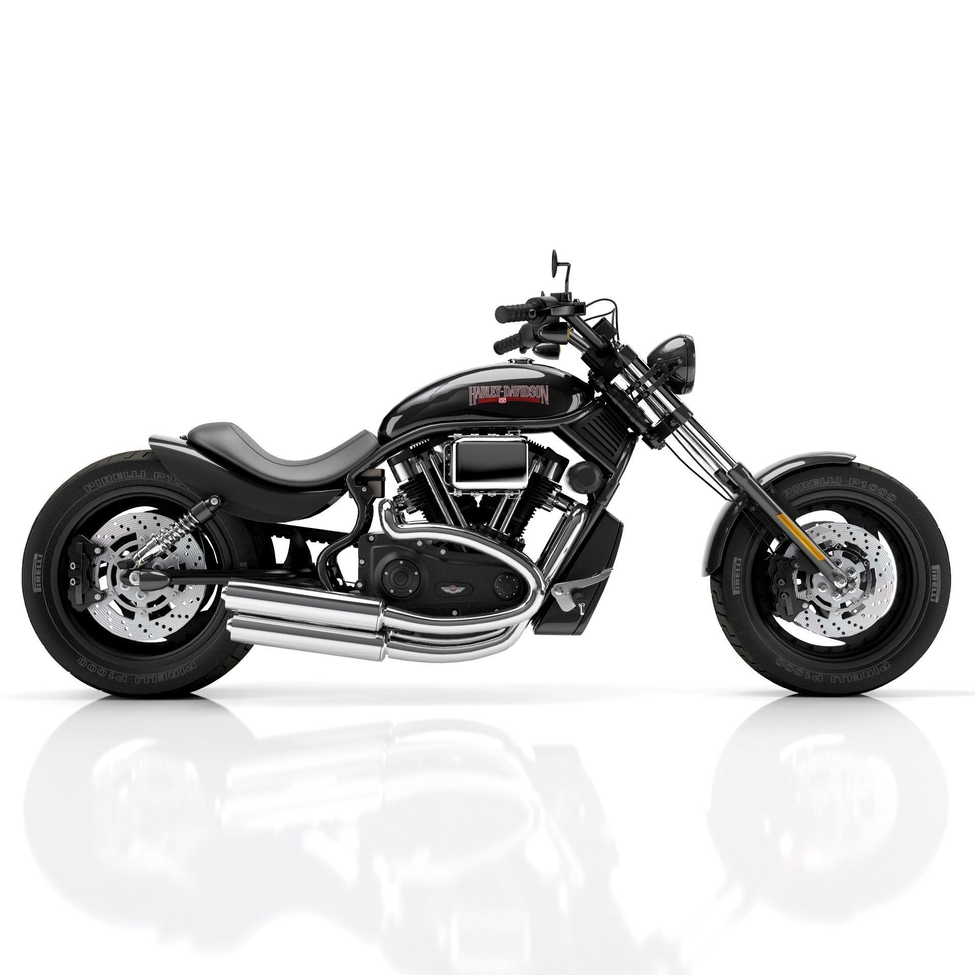 Harley Davidson Custom 3D model_1