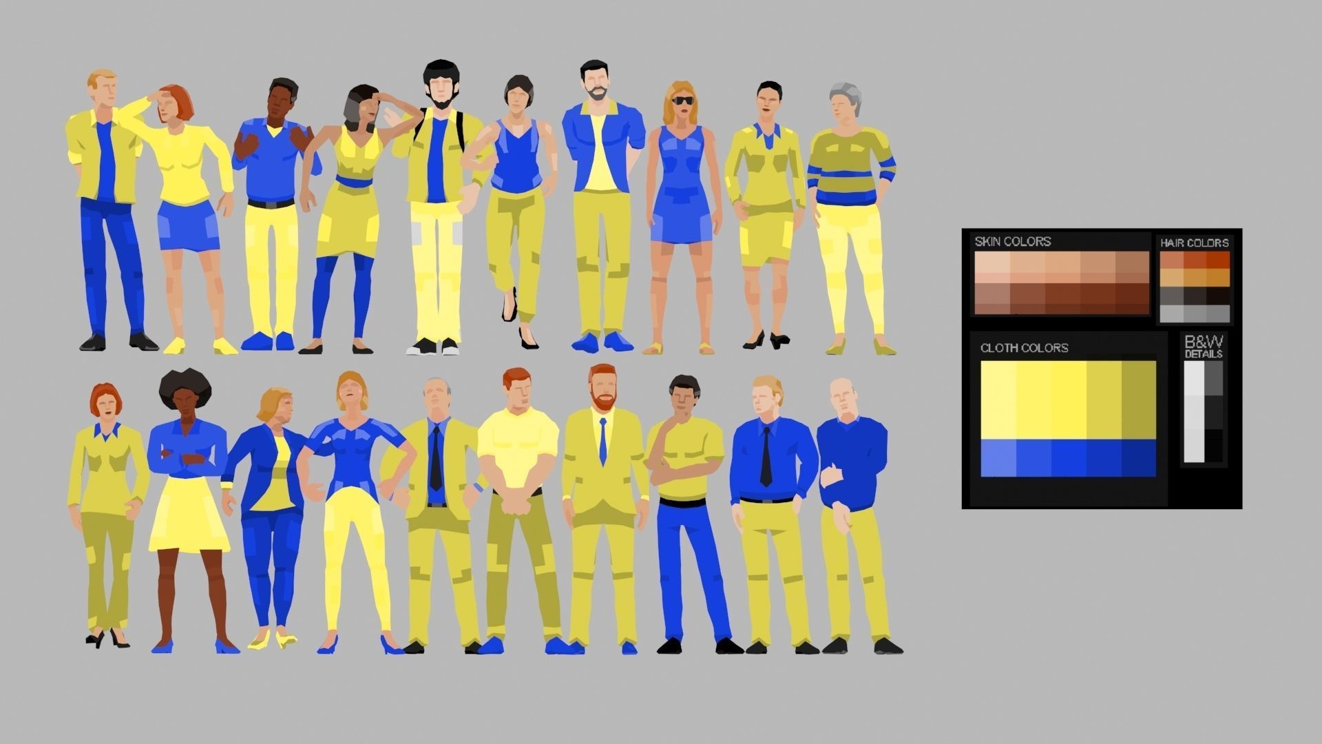 City People Low Poly Style Rigged Pack Low-poly 3D model_4