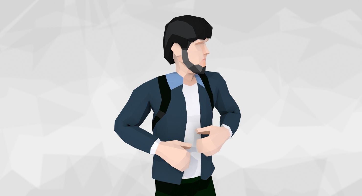 City People Low Poly Style Rigged Pack Low-poly 3D model_17