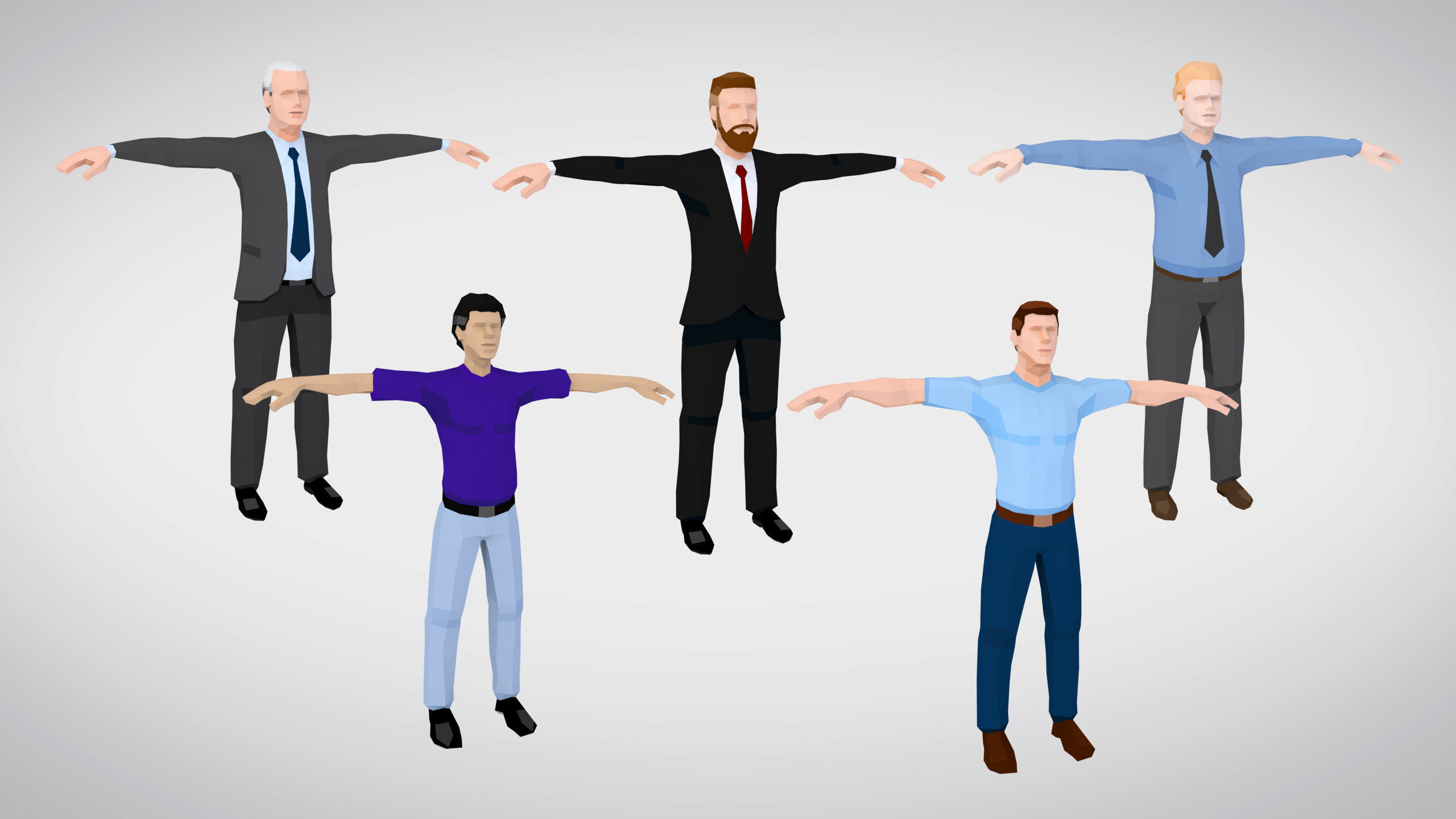 City People Low Poly Style Rigged Pack Low-poly 3D model_25