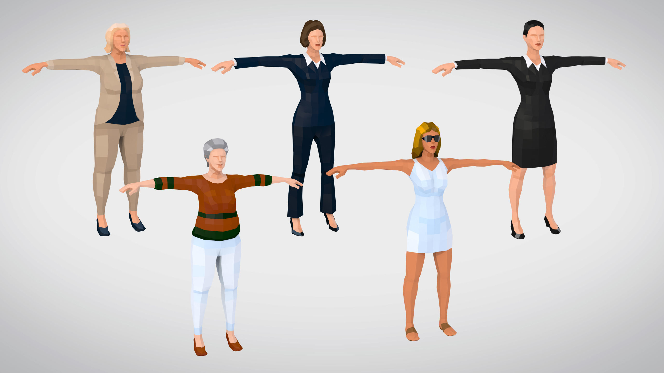City People Low Poly Style Rigged Pack Low-poly 3D model_22