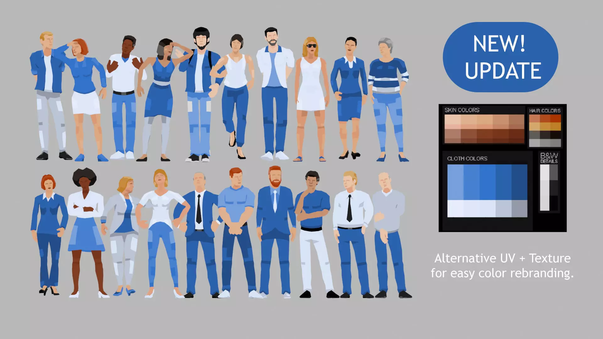 City People Low Poly Style Rigged Pack Low-poly 3D model_0