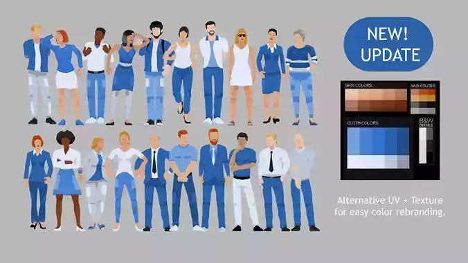 City People Low Poly Style Rigged Pack Low-poly 3D model