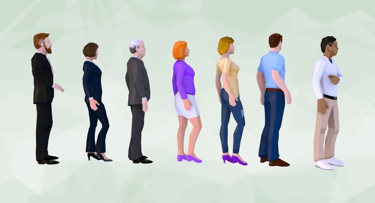 City People Low Poly Style Rigged Pack Low-poly 3D model_10