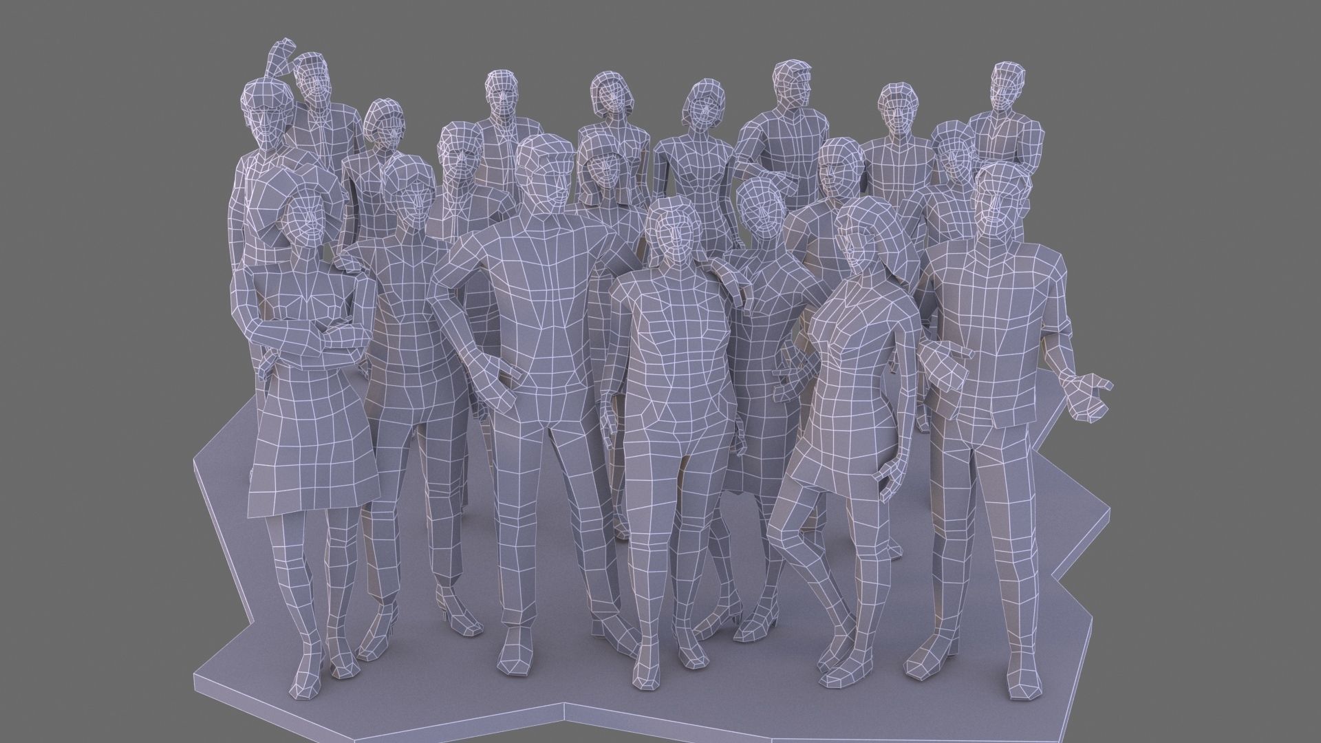 City People Low Poly Style Rigged Pack Low-poly 3D model_7