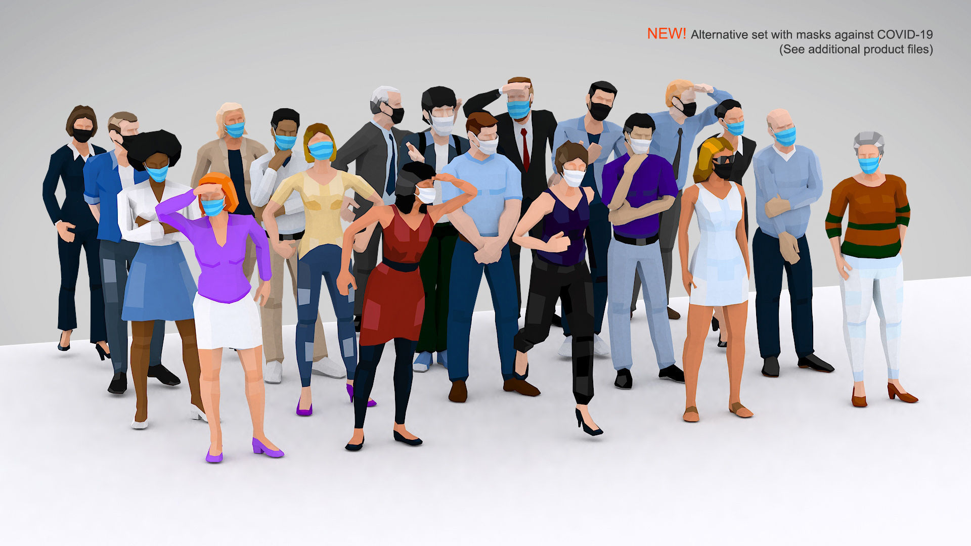 City People Low Poly Style Rigged Pack Low-poly 3D model_6