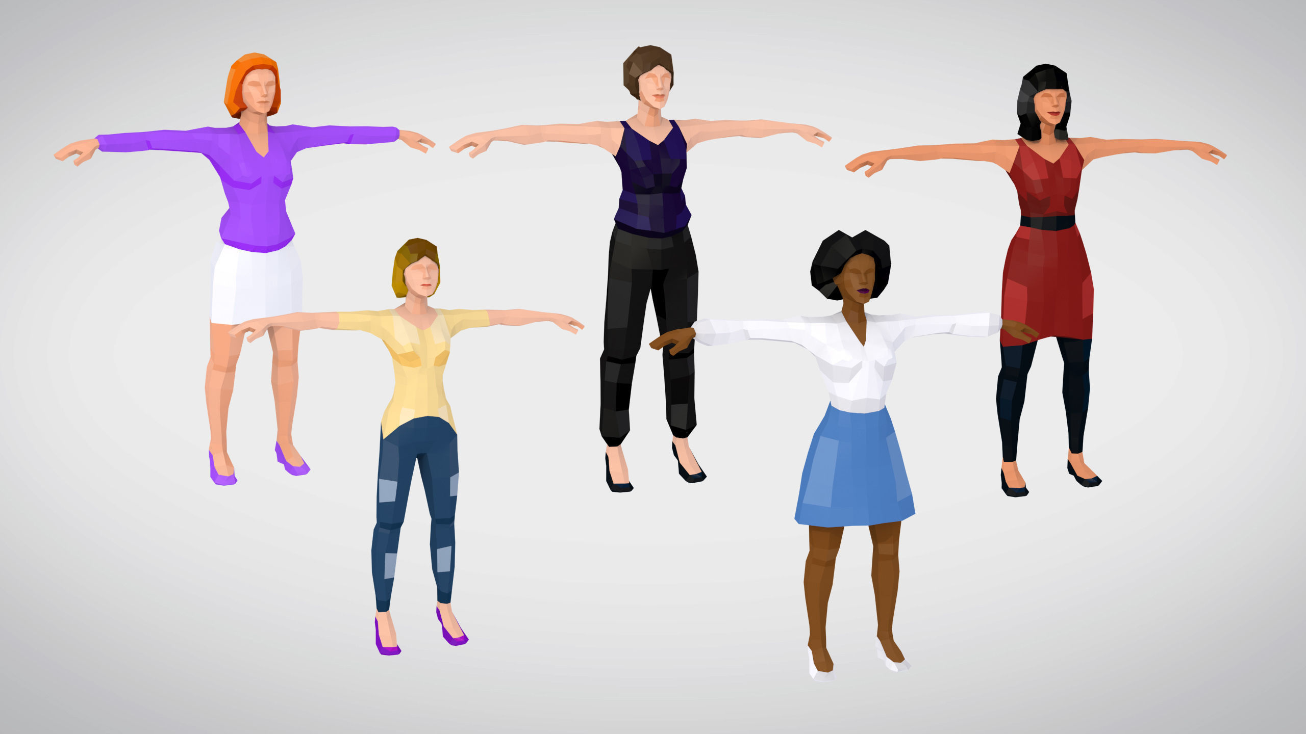 City People Low Poly Style Rigged Pack Low-poly 3D model_23