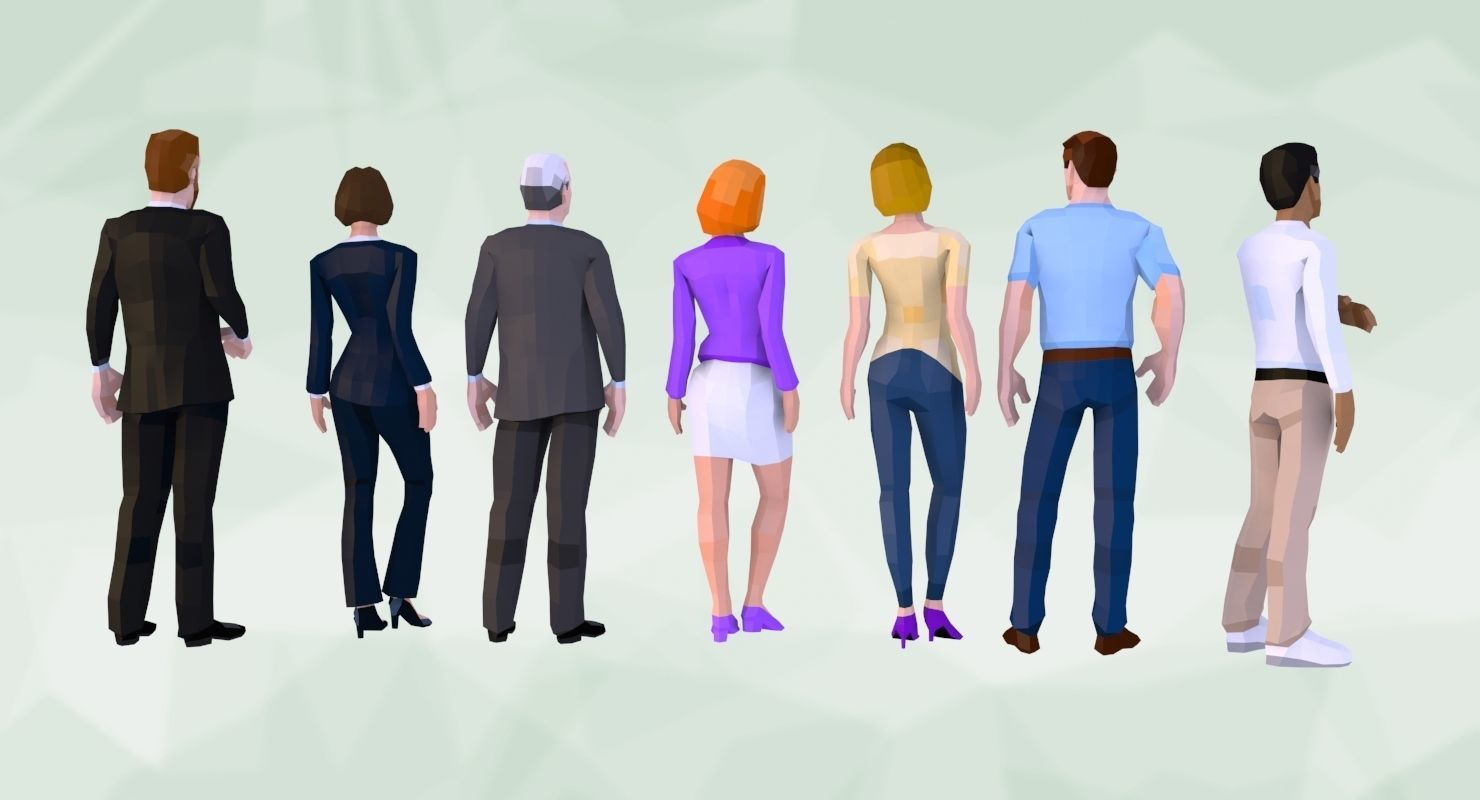 City People Low Poly Style Rigged Pack Low-poly 3D model_9