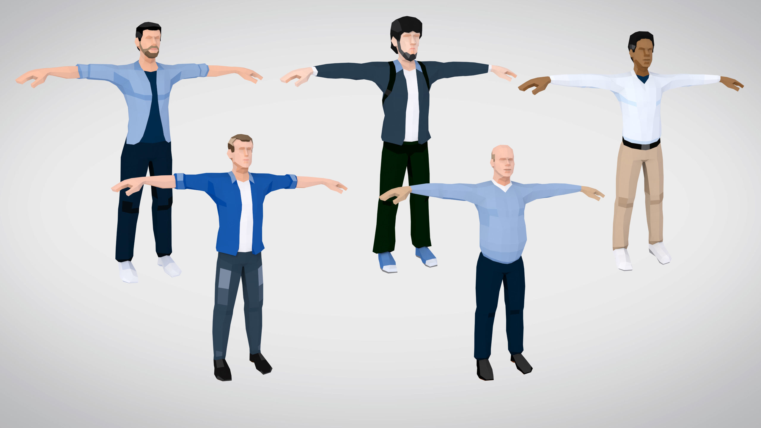 City People Low Poly Style Rigged Pack Low-poly 3D model_24