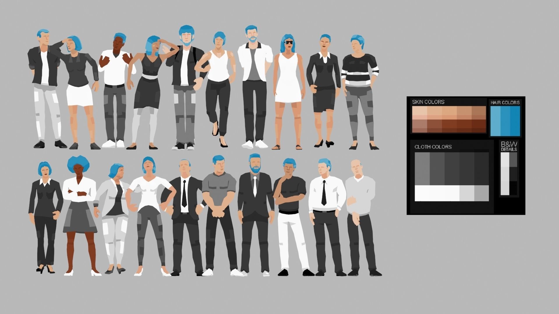 City People Low Poly Style Rigged Pack Low-poly 3D model_2