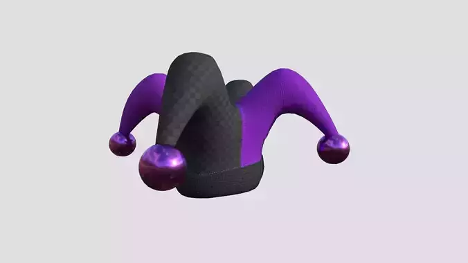 Jester Hat 03 Purple Black - Character Fashion Design Low-poly 3D model