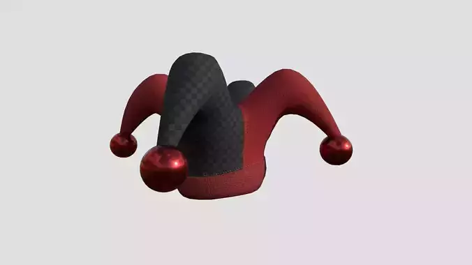 Jester Hat 04 Black Red - Character Fashion Design Low-poly 3D model