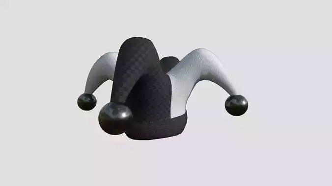 Jester Hat 08 Black White - Character Fashion Design Low-poly 3D model