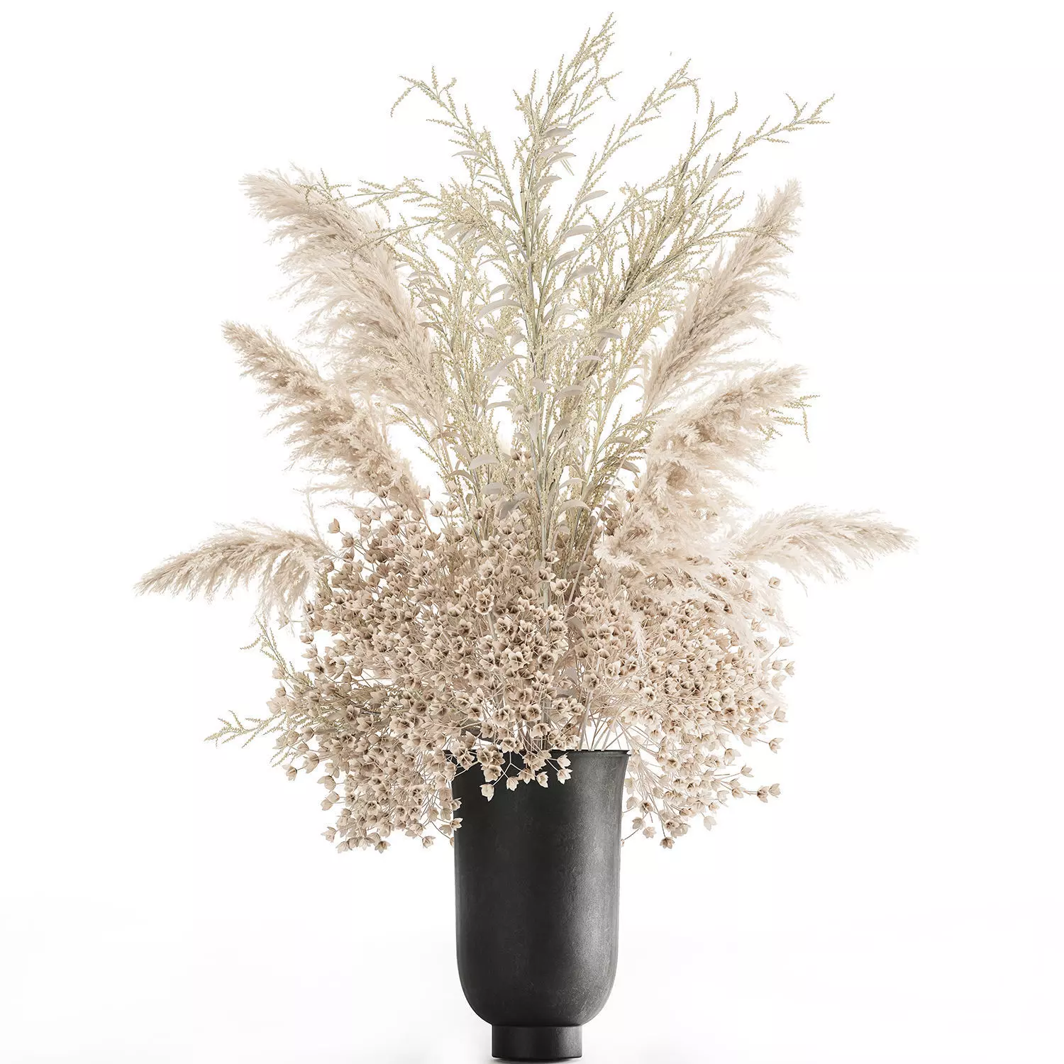 Bouquet of white dried flowers in a vase 179 3D model