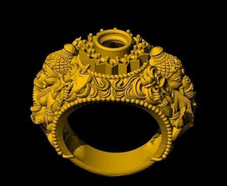 south india Ganesh  ji ring 3D print model_1