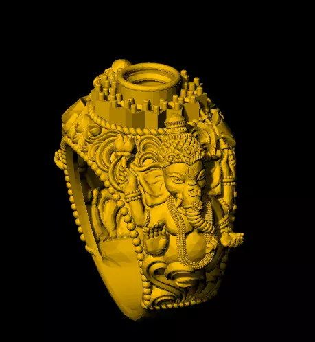 south india Ganesh  ji ring 3D print model_0