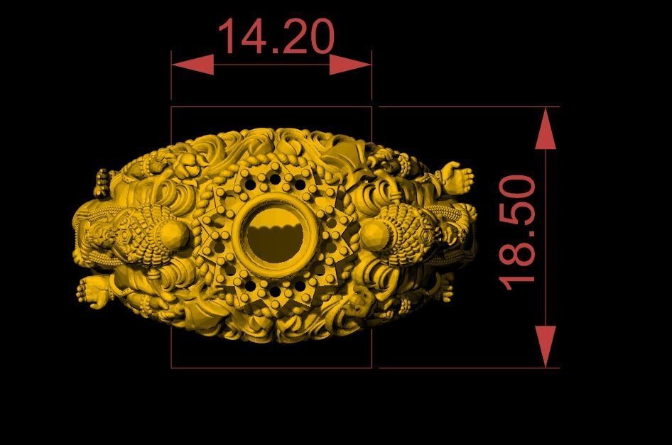 south india Ganesh  ji ring 3D print model_3