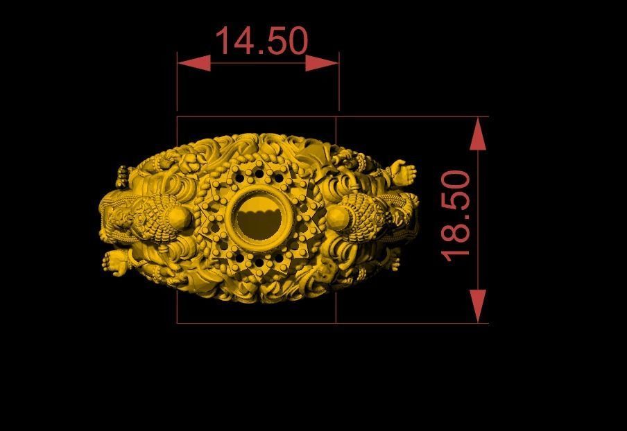 south india Ganesh  ji ring 3D print model_2