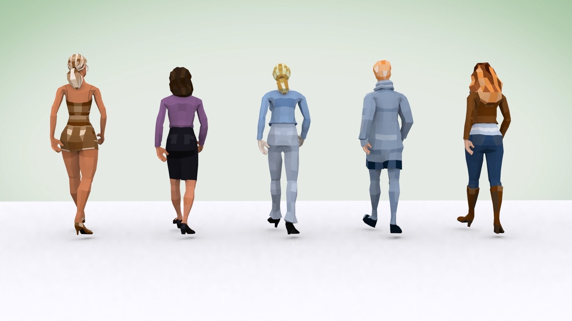 Downtown People Low Poly Rigged Characters Pack Low-poly 3D model_18