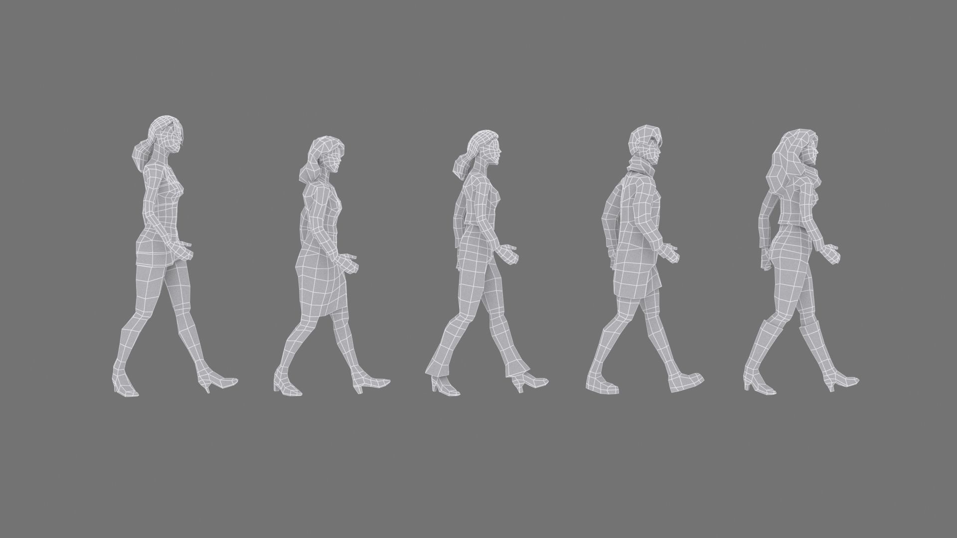 Downtown People Low Poly Rigged Characters Pack Low-poly 3D model_14