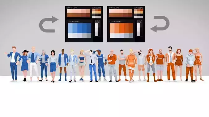 Downtown People Low Poly Rigged Characters Pack Low-poly 3D model