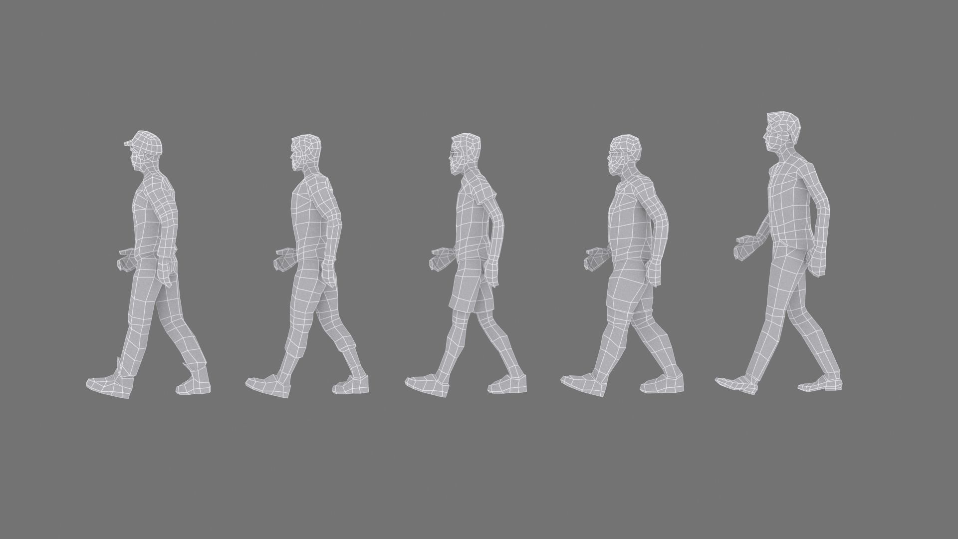 Downtown People Low Poly Rigged Characters Pack Low-poly 3D model_16