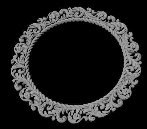 mirror gold ornate frame 3D model_1