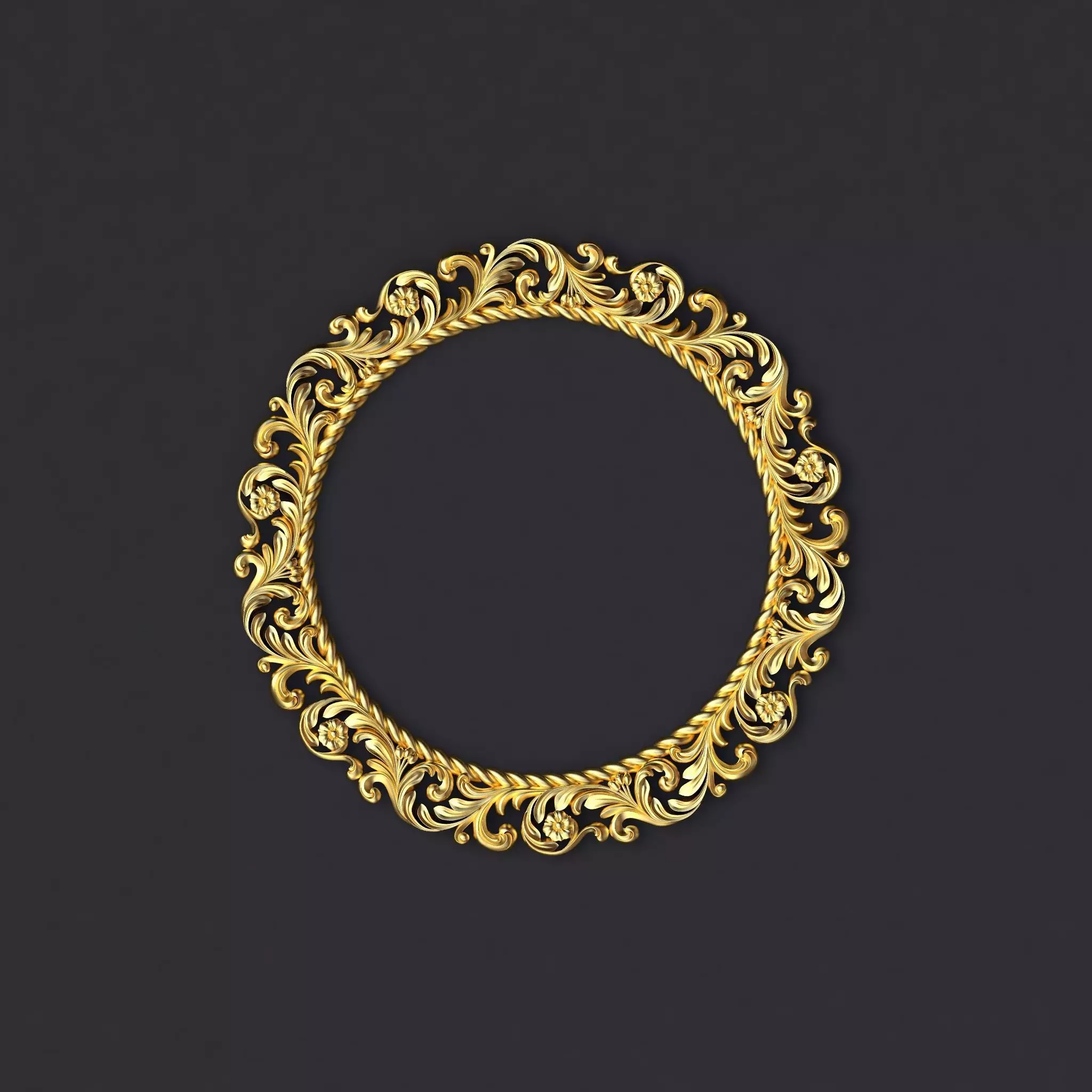 mirror gold ornate frame 3D model_0