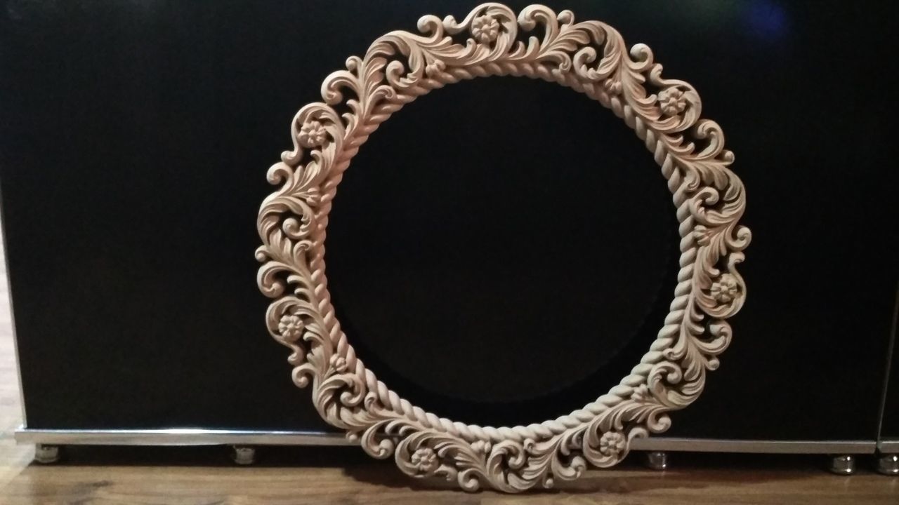 mirror gold ornate frame 3D model_2