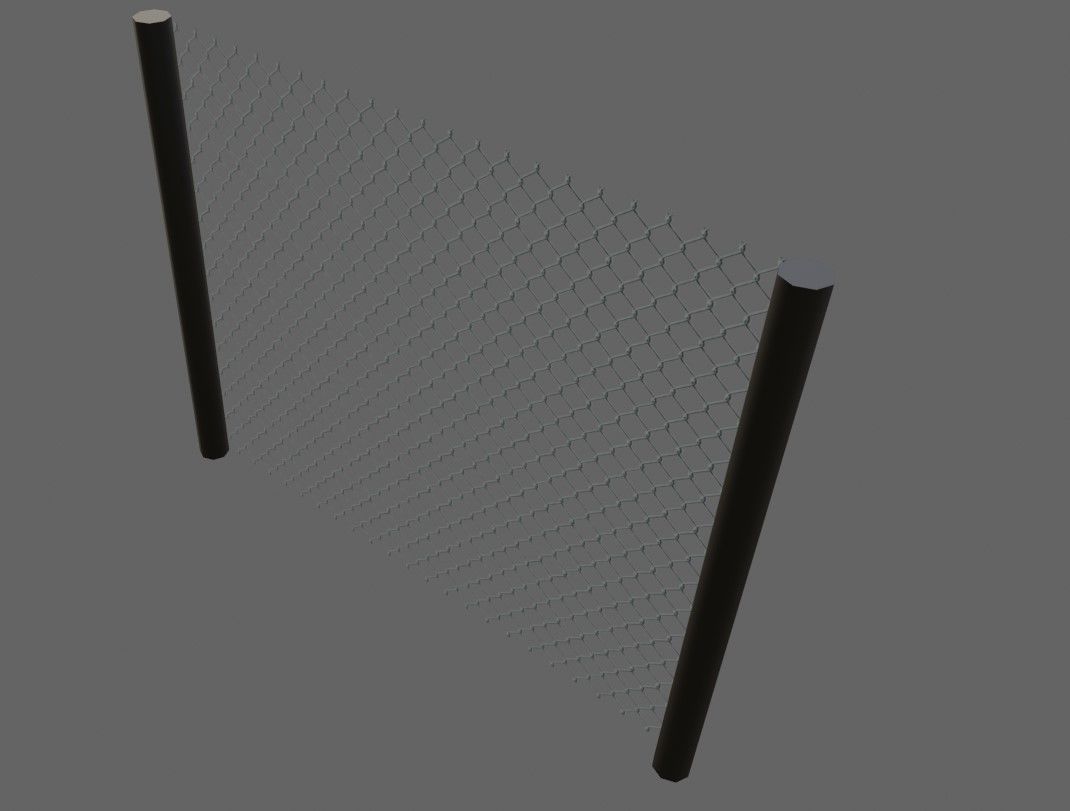 Wire Fence - Alambrado Low-poly 3D model_7
