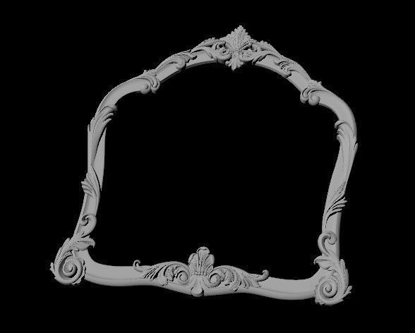 mirror gold ornate frame 3D model_1