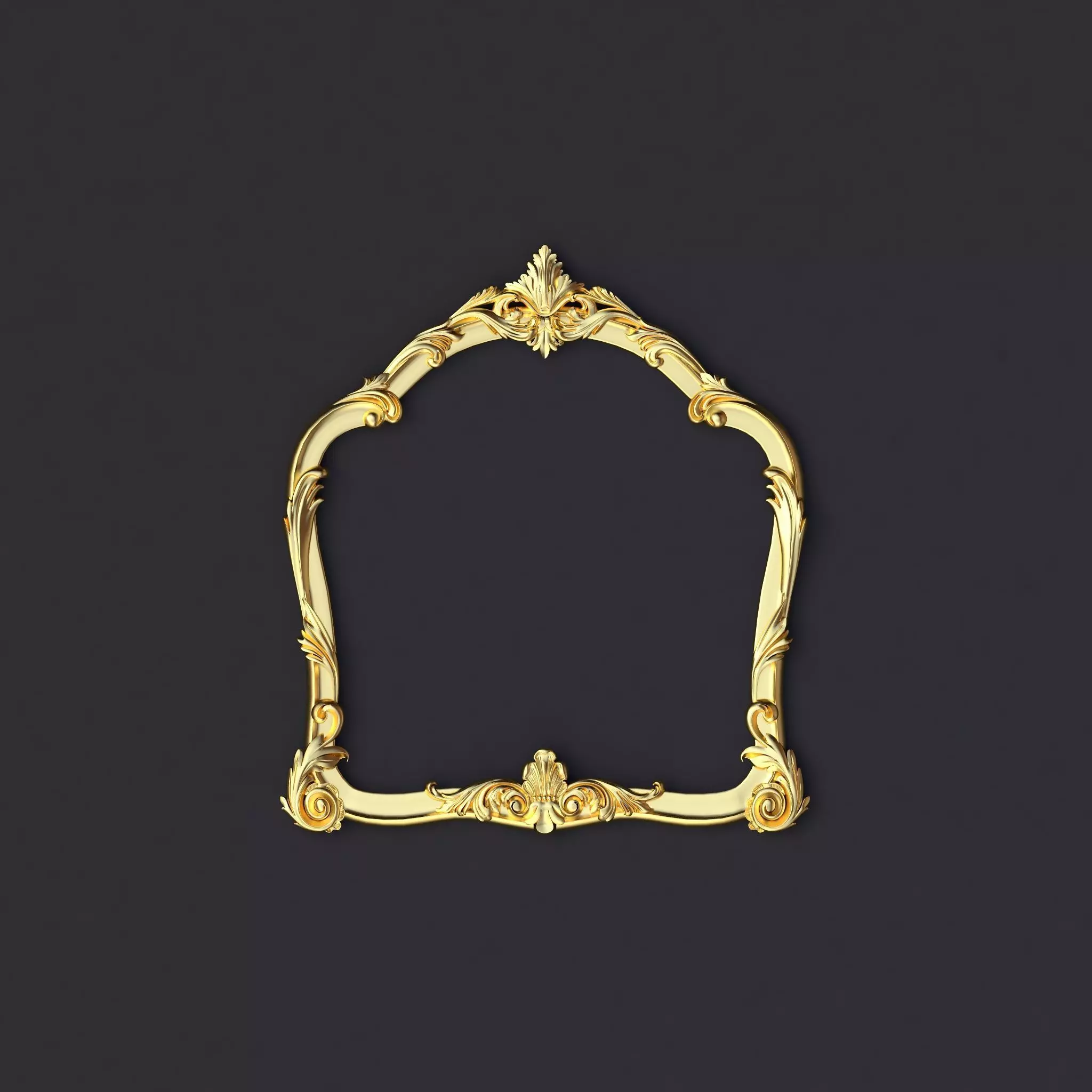 mirror gold ornate frame 3D model_0