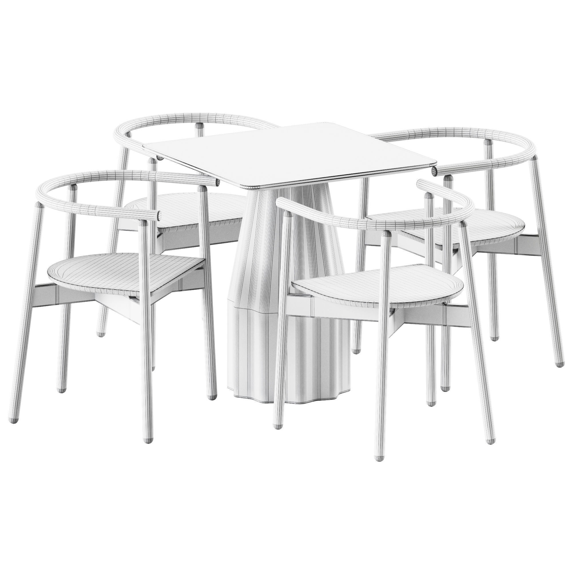 Burin Table S70 by Viccarbe and Mars Armchair by Branca Lisboa 3D model_1