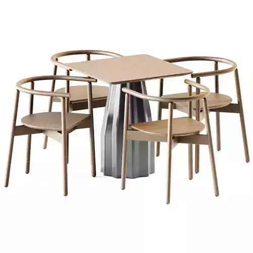 Burin Table S70 by Viccarbe and Mars Armchair by Branca Lisboa