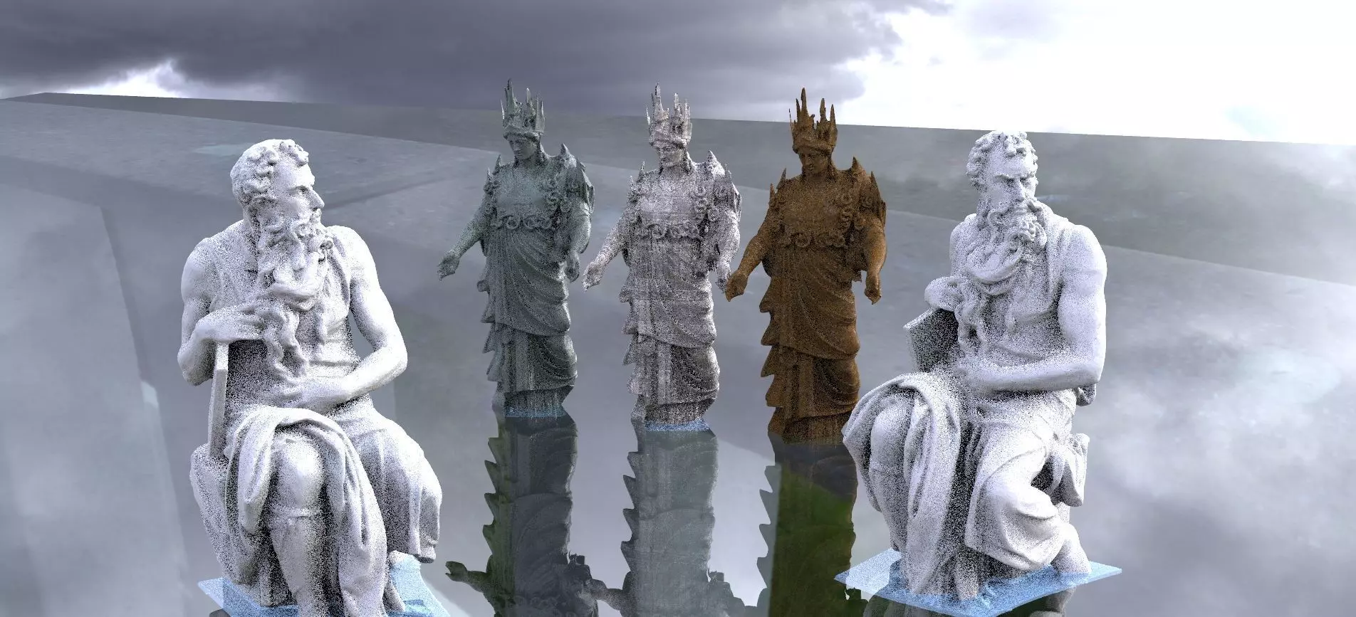 Greek Statues Collection of 2 Hera and Zeus 3D model