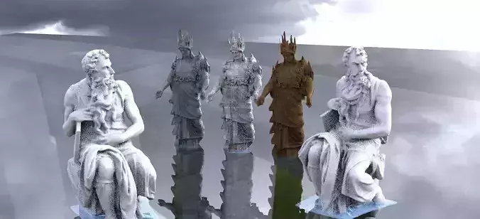 Greek Statues Collection of 2 Hera and Zeus 3D model