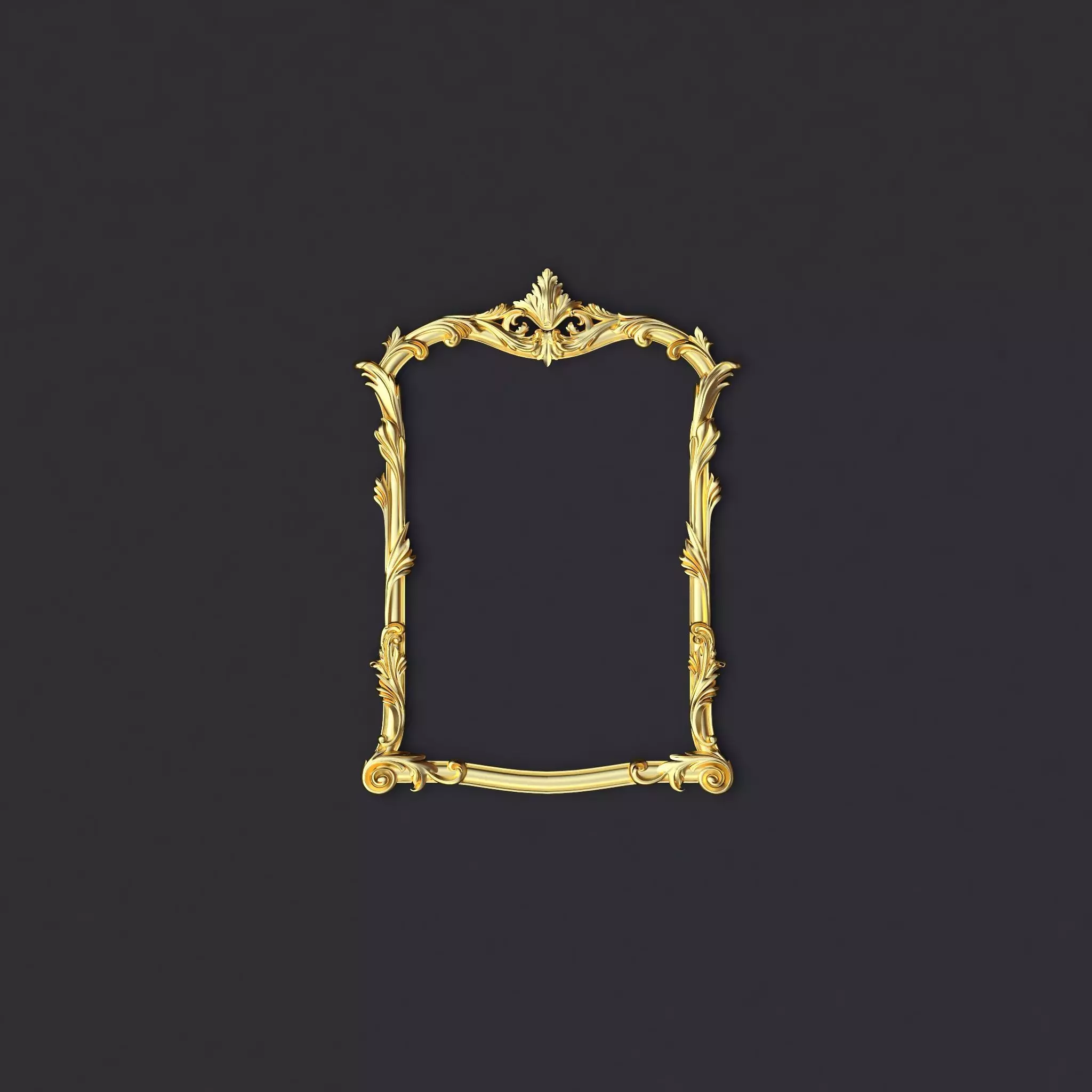 mirror gold ornate frame 3D model_0