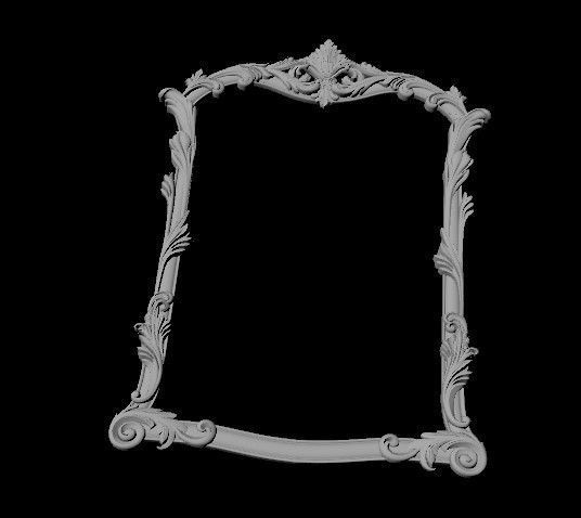 mirror gold ornate frame 3D model_1