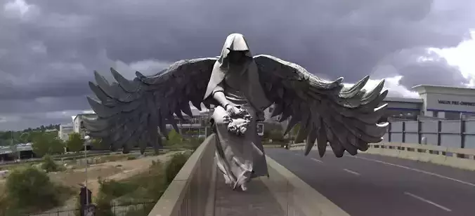 Hooded Woman Angel 3D
