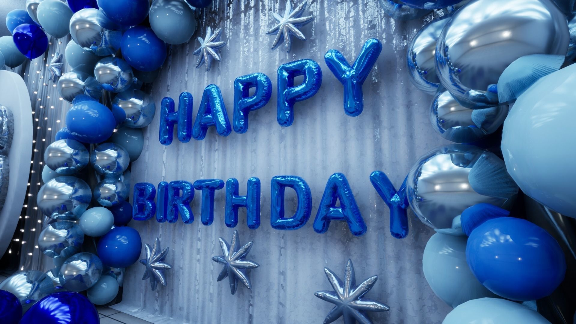 Party Balloons and Letters Low-poly 3D model_5