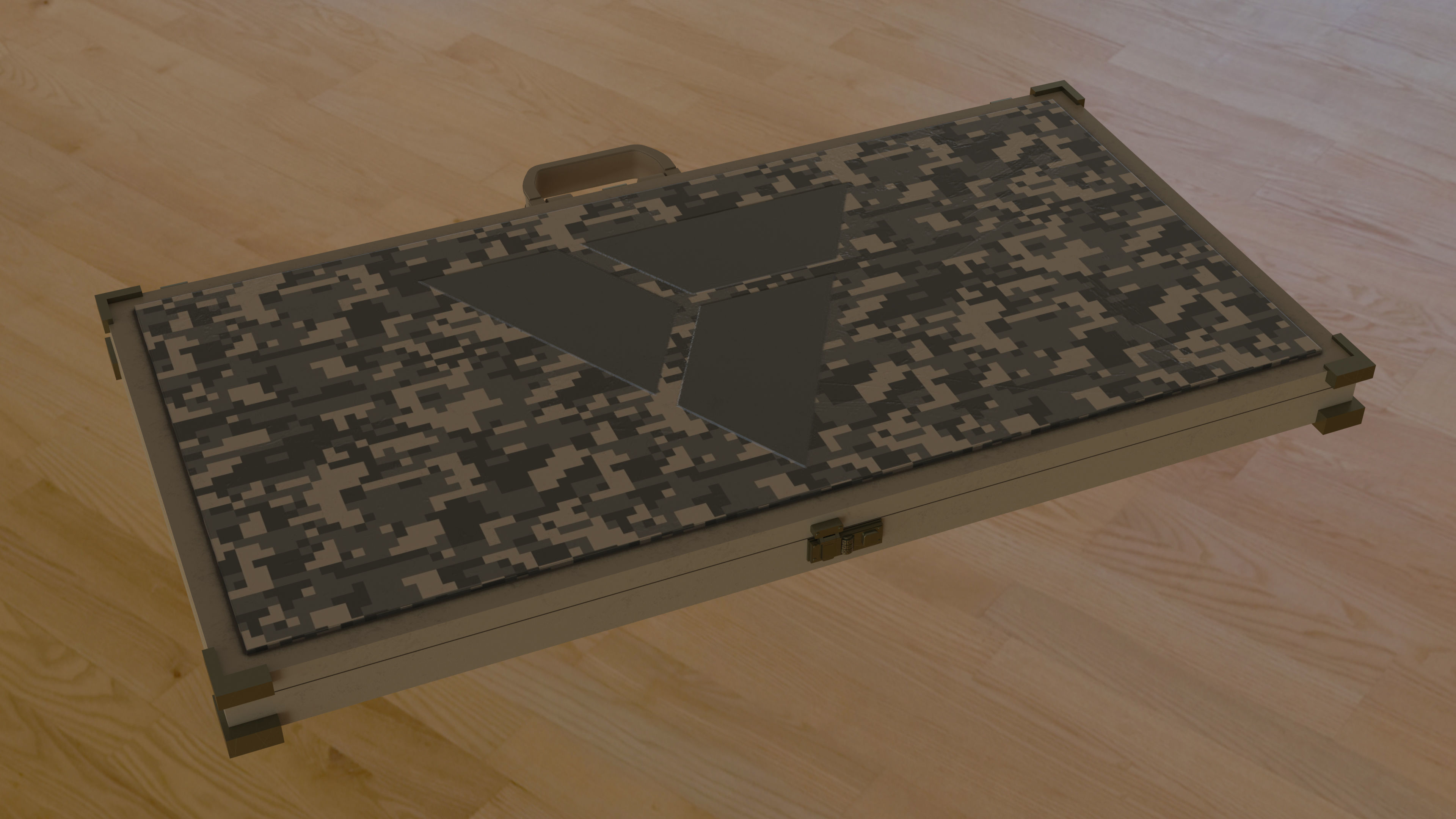 Realistic Military Weapon Case Green Camo Low-poly 3D model_3