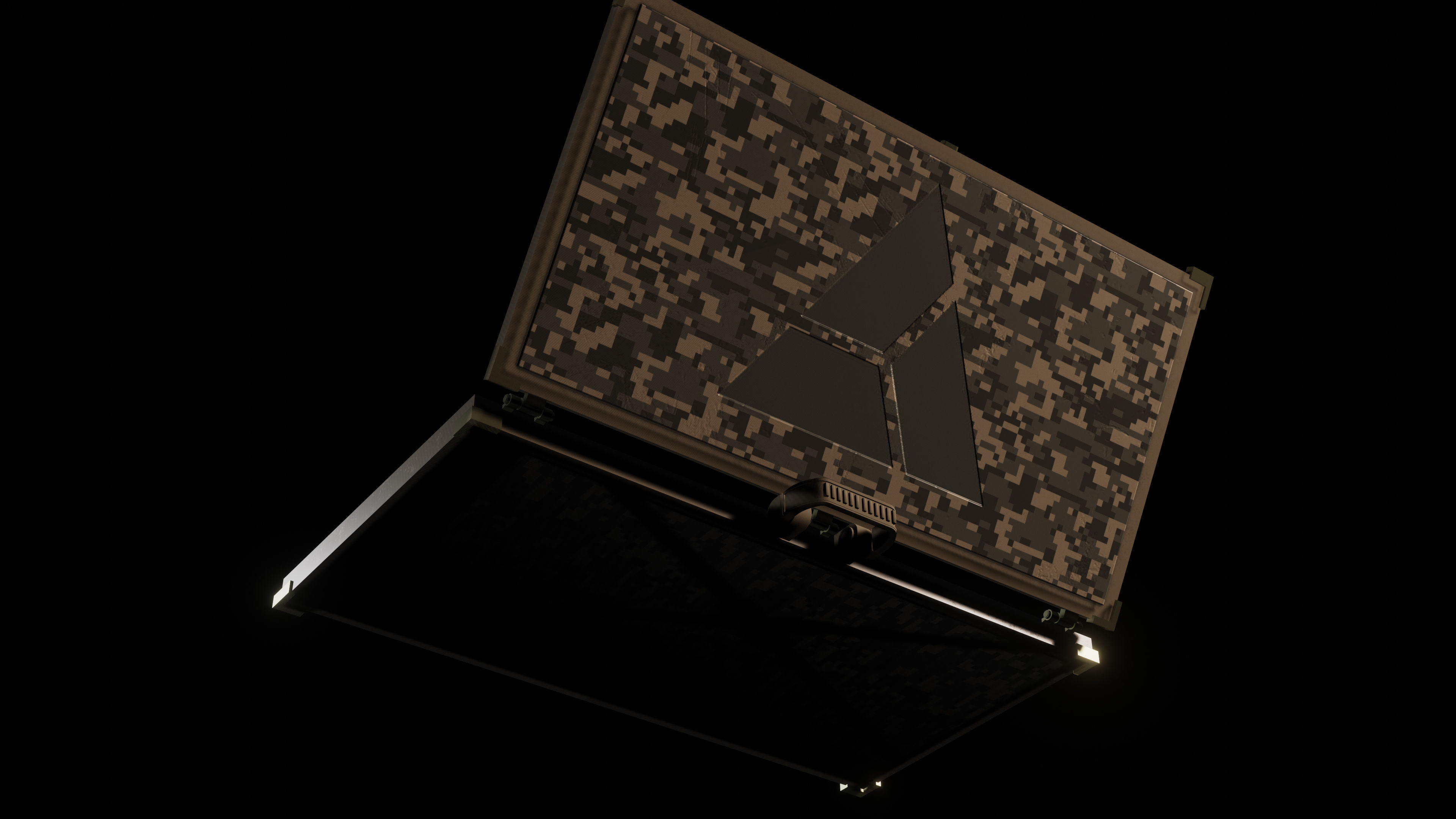 Realistic Military Weapon Case Green Camo Low-poly 3D model_2